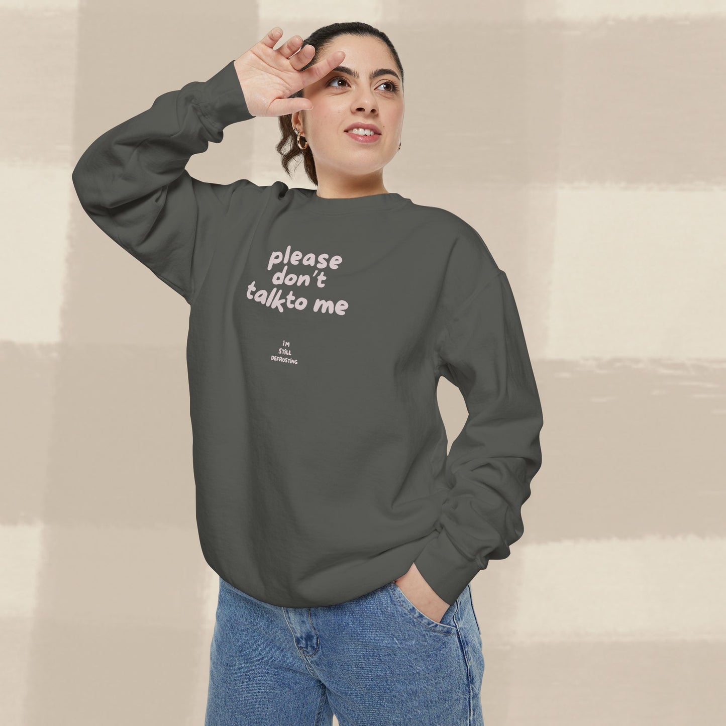 DON'T TALK TO ME SWEATER X PINKY GREY
